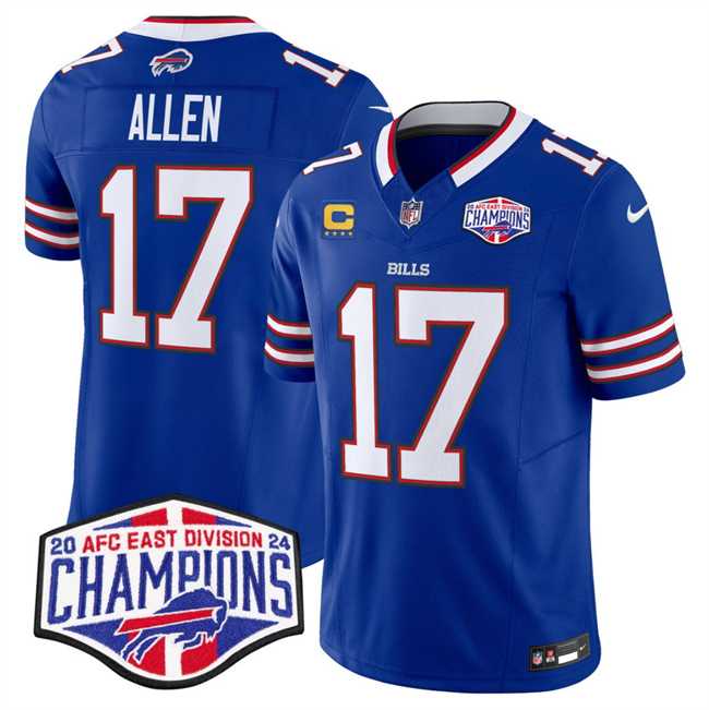 Men%27s Buffalo Bills #17 Josh Allen Royal F.U.S.E. 2024 AFC East Division Champions With 4-Star C Ptach Vapor Limited Stitched Jersey
